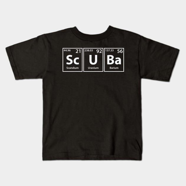 Scuba (Sc-U-Ba) Periodic Elements Spelling Kids T-Shirt by cerebrands